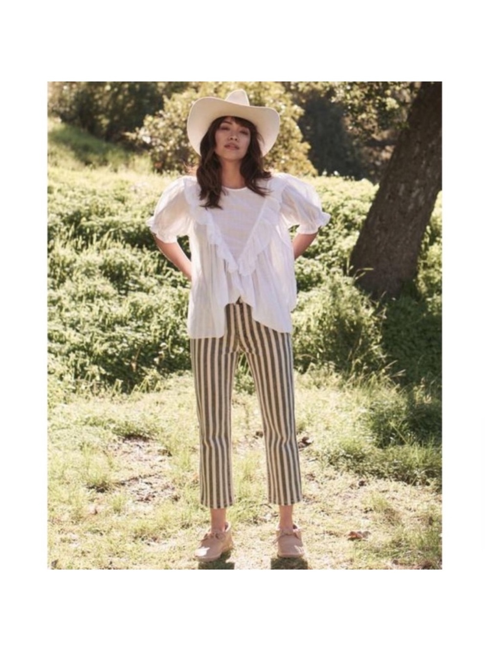 The Great. The Gent Vertical Stripe Crop Pants Jeans size 27